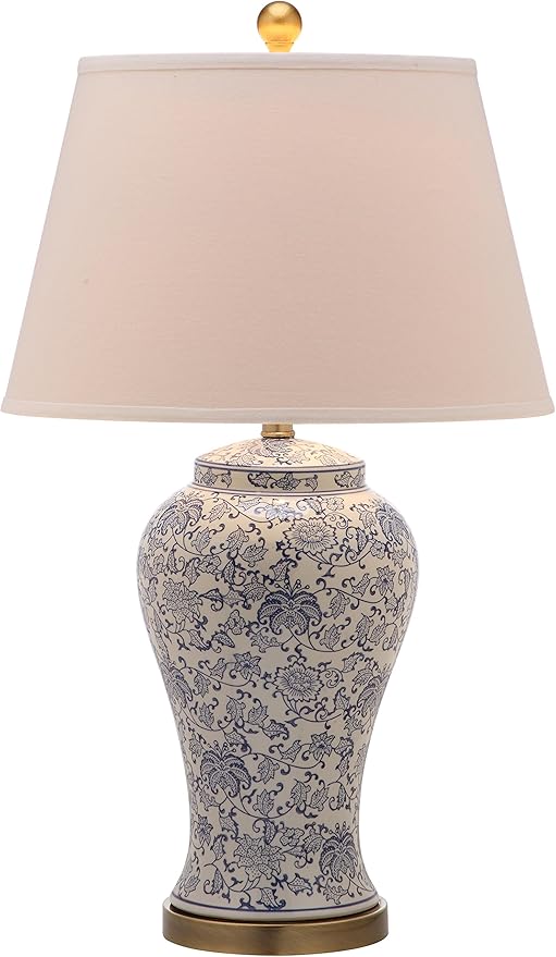 SAFAVIEH Lighting Collection – Spring Blossom Set of 2 Blue & White Floral Chinoiserie Table Lamps, 29-Inch Ceramic Lamps for Bedroom, Living Room, Home Office (LIT4170B-SET2)