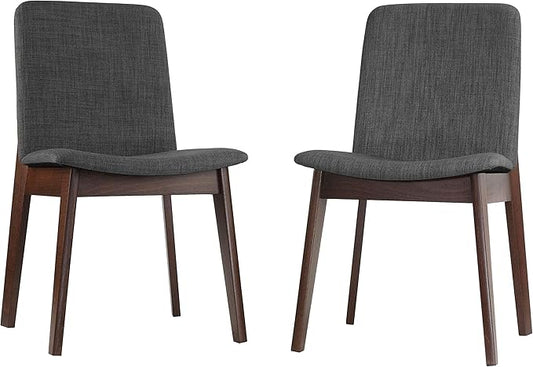 Cortesi Home Bjorn Dining Chair in Charcoal Fabric, (Set of 2), Grey