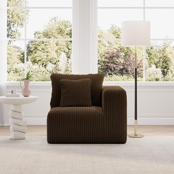 Novilla Modular Sectional Sofa, Modern Cloud Sectional Couch with Smarts Coil® Support, Upholstered Boneless Couch for Living Room Apartments Bedroom, No Assembly Required, Brown (Right-Arm Chair)
