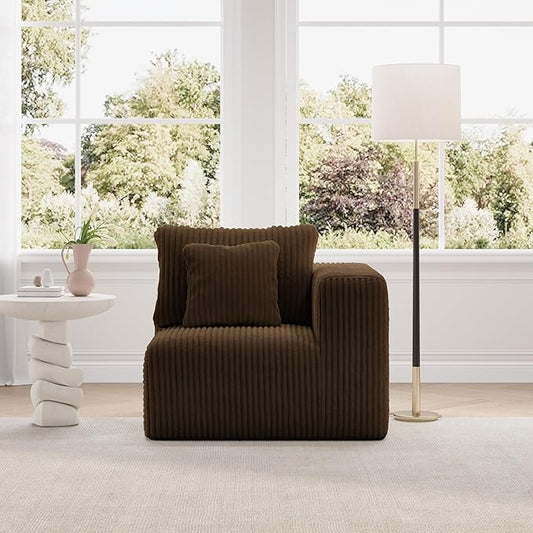 Novilla Modular Sectional Sofa, Modern Cloud Sectional Couch with Smarts Coil® Support, Upholstered Boneless Couch for Living Room Apartments Bedroom, No Assembly Required, Brown (Right-Arm Chair)