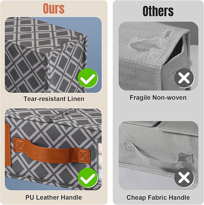 4 Pack Bed Sheet Organizers and Storage, (King & Queen Size) Sheet Organizer for Linen Closet, Foldable Bedding Storage Box with Window for Bedsheets, Duvet Cover and Pillowcase (Dark Grey 4 Pack)