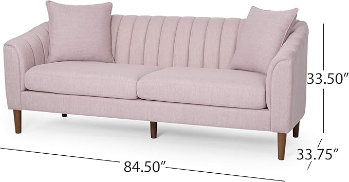 Christopher Knight Home Susan Fabric 3 Seater Sofa, Light Blush + Dark Brown