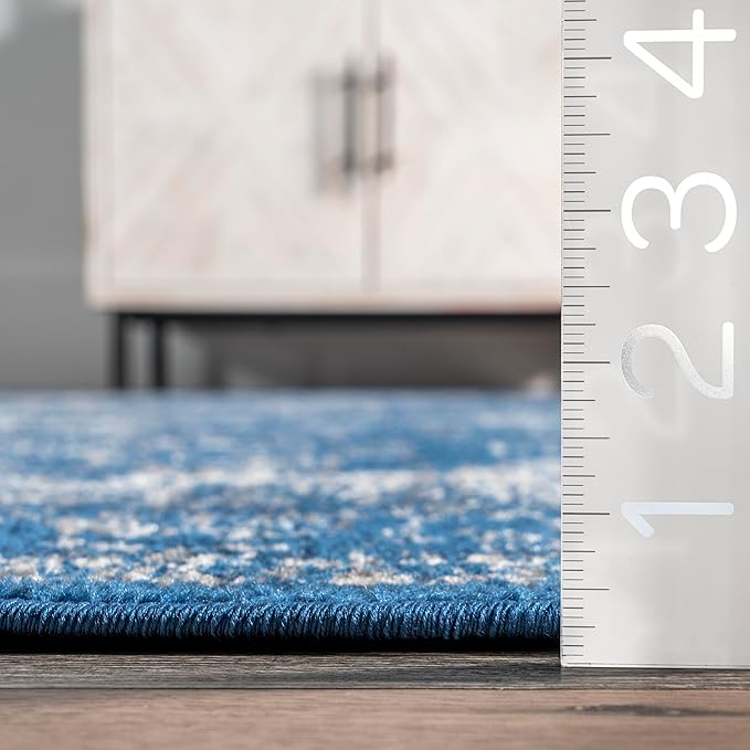 Nuloom Verona Dark Blue/White, 2'6" x 6', Vintage Medallion, Soft and Cozy, High Traffic, Stain Resistant, Easy Clean, Durable Runner for Bedroom, Living Room, Dining Space, Den, Foyer, Entryway