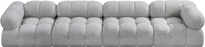 Meridian Furniture 611Grey-S136A Ames Collection Modern | Contemporary Modular Sofa with Rich Grey Boucle Fabric, Modular to Create Infinite Configurations, 136" W x 34" D x 28" H, Grey