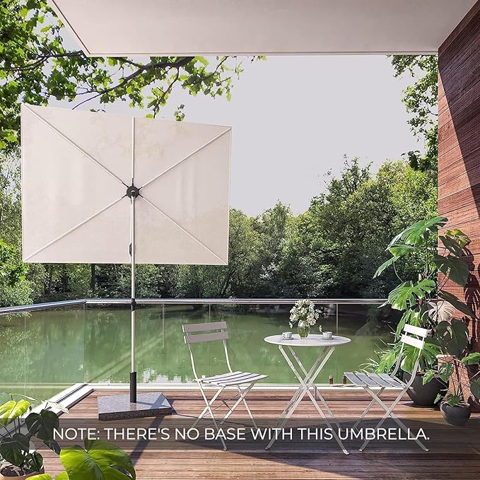 Grand patio Balcony Umbrella, JENA 6x4 FT Outdoor Umbrella, Rectangular Flat Canopy Versatile Patio Shade with 360 Degree Roating Knob for Deck Apartment, Beige