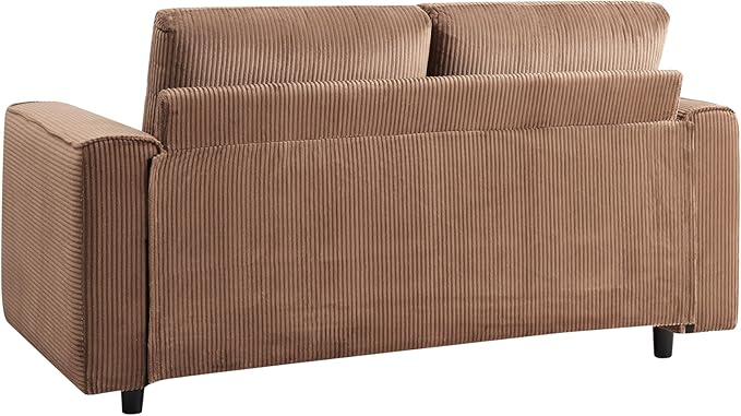 AC Pacific Derek 2 Piece Modern Corduroy Couches for Living Room, Tufted Sofas with Plush Upholstery, High-Density Foam, Sleek Black Legs, Durable Wooden Frame, Sofa and Loveseat Set, Brown