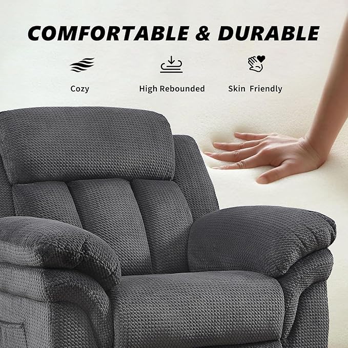 CANMOV Recliner Sofa Set, 2 Oversize Power Lift Recliner Chair and Manual Loveseat with Overstuffed Armrest for Living Room,Bedroom Furniture,Office,1+1+3 Seat, Grey