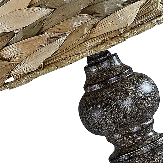 Maxax 26" Farmhouse Table Lamps Set of 2 for Living Room, Rustic Resin Bedside Lamp with Woven Rattan Shade, Boho Rattan Bedroom Lamp for Nightstand, Antique Brown