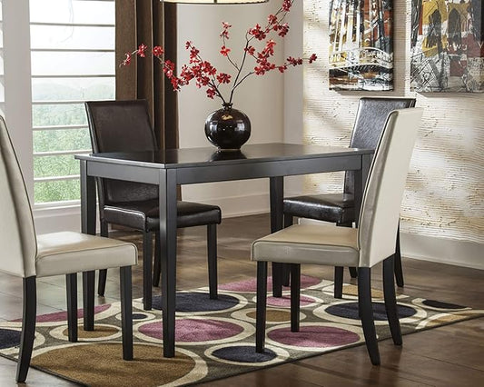Signature Design Dining Room Chair and Table Set (Set of 2) + Rectangular Table, Dark Brown