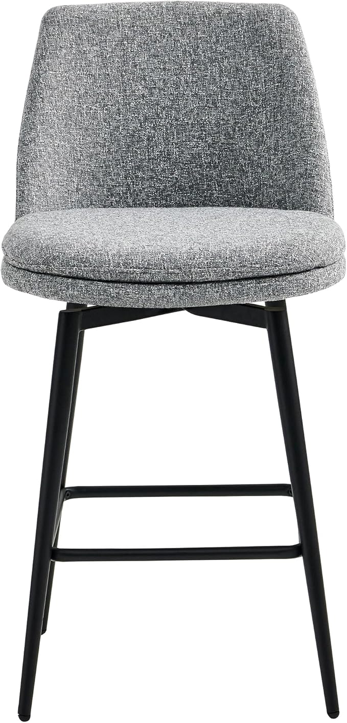 CHITA Swivel Bar Stools, 27.2" Counter Height Bar Stools Set of 2, FSC Certified Upholstered Modern Counter Stools, Metal Legs, Fabric, Grey (Multi-Colored)