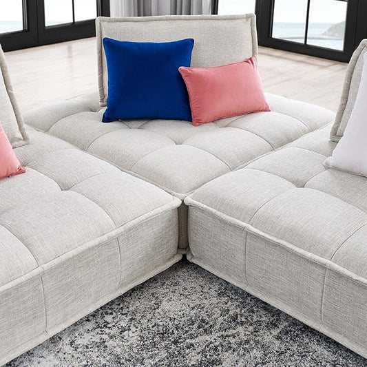 Modway Saunter Sofas, 3-Piece Set, Beige