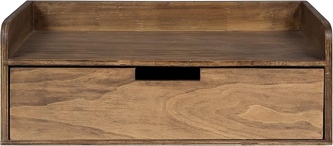 Kate and Laurel Kitt Floating Shelf Side Table with Drawer, Rustic Brown
