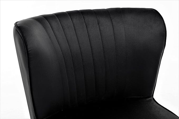 Modern Velvet Accent Chair for Living Room, Bedroom, or Entryway, Stylish and Comfortable Armless Design with Metal Legs, Black