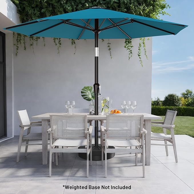 AreShark 10 FT Outdoor Patio Umbrella, Patio Table Umbrella with Push Button Tilt and Crank, Outdoor Patio Umbrellas with 8 Fiberglass Ribs, Patio Umbrellas for Market, Garden, Pool (Lake Blue)