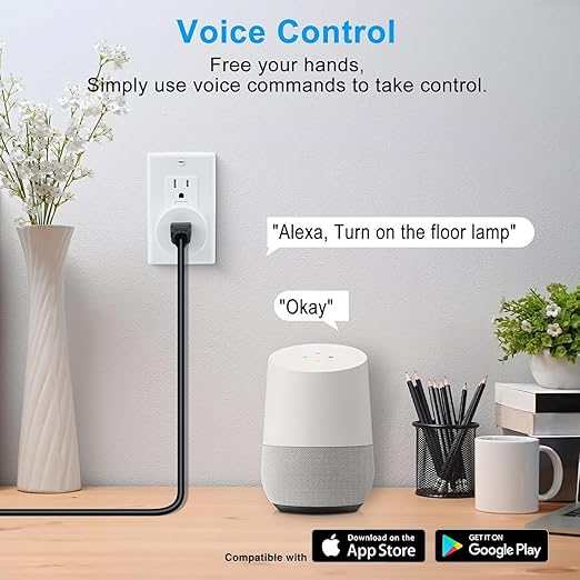 Greencycle Smart Wireless Remote Control Outlet Plug,WiFi Outlets for Household,On Off Smart Outlets Switch Compatible with Tuya,Alexa and Google Assistant,Timer Outlet,No Wiring,White,2PK
