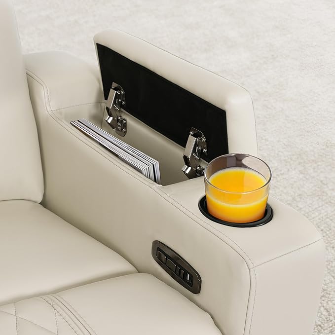 MCombo 65" Zero Gravity Oversized Power Reclining Loveseat with Adjustable Headrest for Living Room, Double Recliner Sofa with USB & Type C Port, Armrest Storage & LED Light HTS401SET
