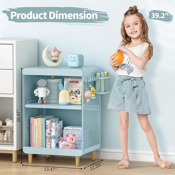 Kids Nightstand,Kids Bedside Table,Teen Girls Night Stand,Toddler Night Stand,End Table for Girls Room Storage,Mint Green Nightstand