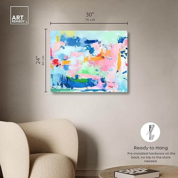 Art Remedy Peaceful Haven Canvas Bright Colorful Abstract Wall Art, Gallery Wrapped, 30" x 24"