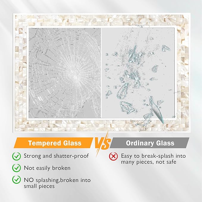 White Bathroom Mirrors for Wall, 20x28 Inch Rectangle Mirrors with Tempered Glass for Bathroom Bedroom or Living Room Wall Decor (Horizontal/Vertical Hanging)
