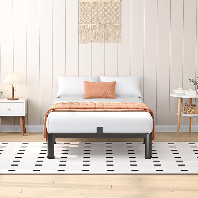 10 Inch Twin Heavy Duty 3500 lbs Bed Frame with Round-Corner Legs & Anti-Squeak Design – Quick Assembly Metal Platform, No Box Spring Needed