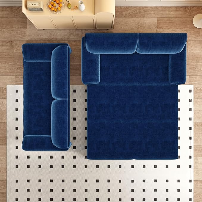 Eafurn 66" Convertible Sofa Bed Queen Size, 3-in-1 Pull Out Sleeper Couch Sofabed, Modern Velvet Loveseat Chaise Lounge w/Side Storage Pocket for Living Room Office | Removable Cushions