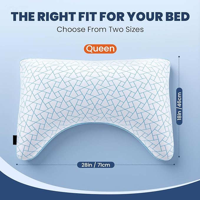 A-Pce Adjustable Pillow, Queen Size Bed Pillows for Sleeping, Luxury Shredded Memory Foam Pillows, Cooling Pillow for Side, Back, Stomach Sleepers, Firm Pillow for Hot Sleepers Neck Support