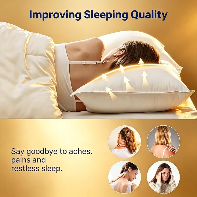 UNIKOME Ultra Soft Pillows Queen Size Set of 2 - Hotel Collection Luxury 100% Cotton Cover Down Alternative Bed Pillow, Fluffy Pillows for Back, Stomach or Side Sleepers