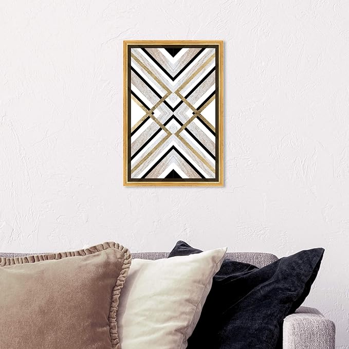 The Oliver Gal Artist Co. Abstract Framed Wall Art Canvas Prints 'Earthy Lux' Geometric Home Décor, 10" x 15", Brown, Gold