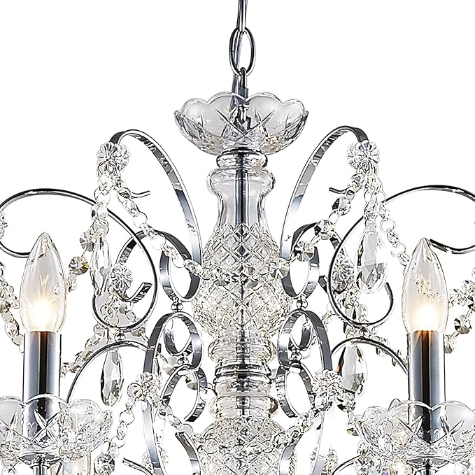 Saint Mossi 6-Lights Crystal Chandelier Crystals Raindrop Chandelier,Modern Crystal Pendant Light Fixture Modern Chandelier for Bedroom,Living Room,Dining Room,H22 X D24,Chain Adjustable