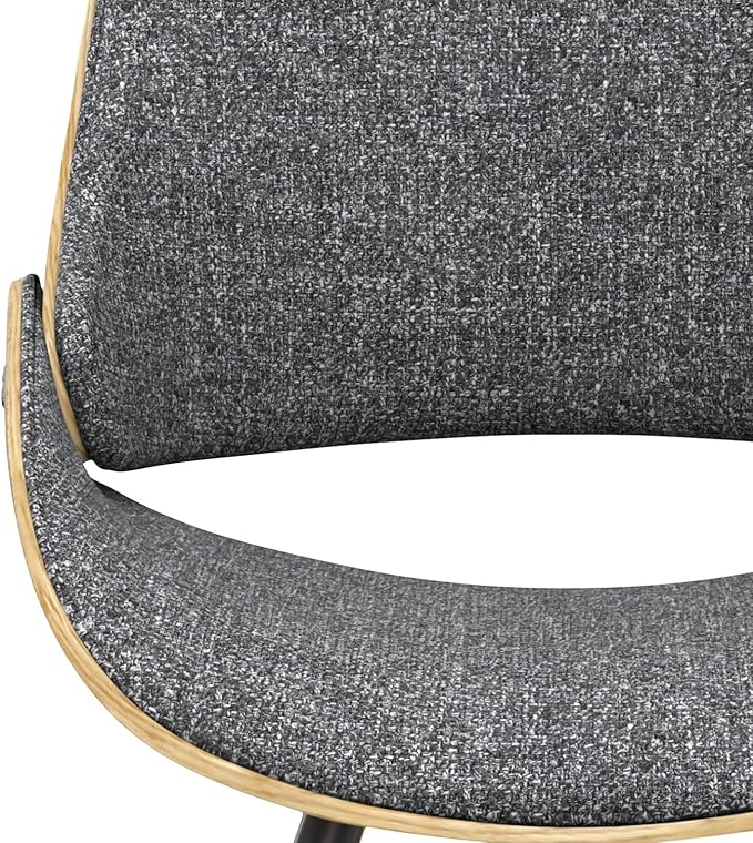 SIMPLIHOME Malden Dining Chair in Grey Woven Fabric, Light Wood Back, 22.8 x 20.9 x 30.9 inches, Mid-Century Modern Style for Dining Room
