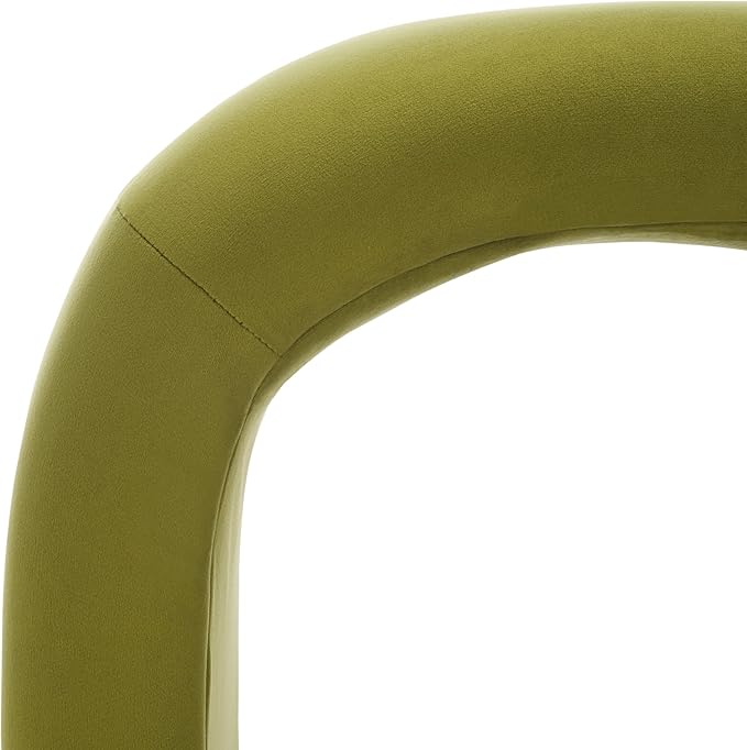 SAFAVIEH Home Collection Kibo Olive Velvet Waterfall Curved Ottoman (Fully Assembled)