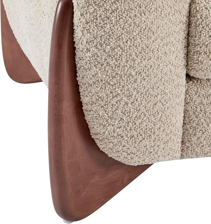 Christopher Knight Home Alma 63" Boucle Loveseat with Wood Legs, 2 Seater Sofa Couches for Living Room, Upholstered Couch Chair, Soft Seating Lounge Sofa Chair, Cozy Loveseat with Armrest, Almond