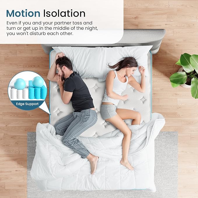 Queen Mattress 12 Inch, Pocket Spring Hybrid Queen Size Mattress in a Box, Memory Foam and Innerspring Mattress for Pressure Relief, Medium Firm Feel, 60 * 80 * 12 inch