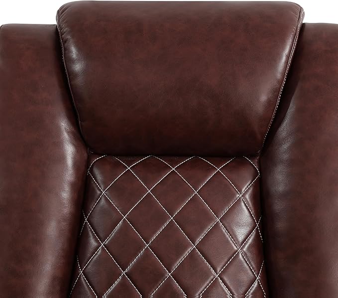 Power Recliner Sofa Set for Living Room, Leather Reclining Sofa Sets with Storage Console, Living Room Furniture Sets with LED Lights(Sofa,Wine)