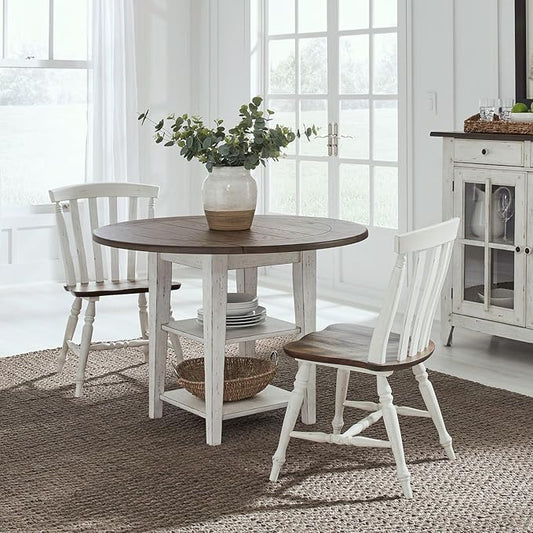Liberty Furniture Al Fresco 3 Piece Drop Leaf Dining Room Set with Table, 2 Chairs - Graphite & Whitestone