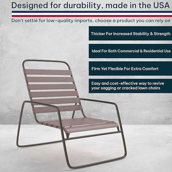 KOMORAX 2 Inch Wide, 50ft Long Vinyl Strap - Replacement Straps for Patio Chairs - Vinyl Strapping for Patio Furniture Repair - Durable Seat Repair Kit for Lawn Chairs, Outdoor Furniture (Adobe)