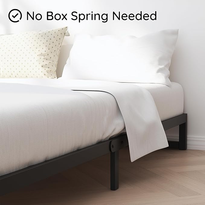 5 Inch Twin Bed Frames, Metal Platform Mattress Foundation with Steel Slat Support, No Box Spring Needed, Easy Assembly, Black
