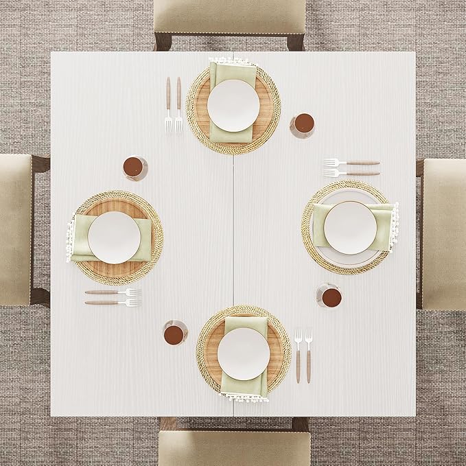 Tribesigns Square Dining Table for 4, 31.5-Inch Small Kitchen Table with Sturdy Pedestal Base, Farmhouse Dinner Table for Dining Room, Living Room, Kitchen, White