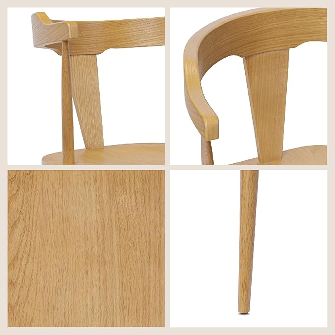 Poly & BARK Mid Century Modern Enzo Dining Chair Solid Oak Wood Set of 2