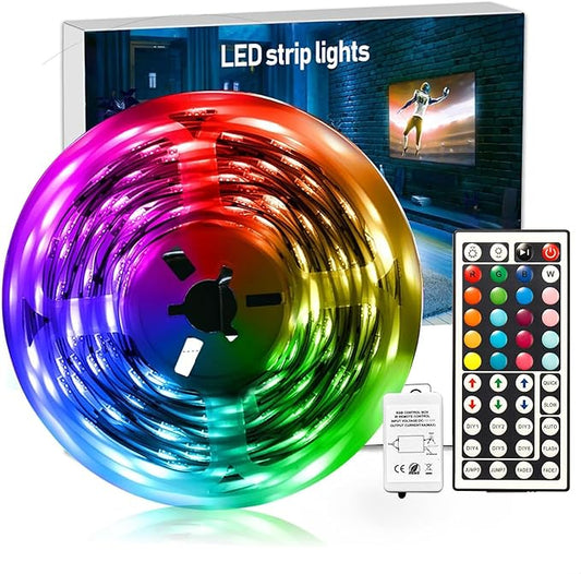 DAYBETTER Led Strip Lights 32.8 ft RGB Color Changing Lights Strip for Bedroom, Desk, Home Decoration, with Remote and Power Supply