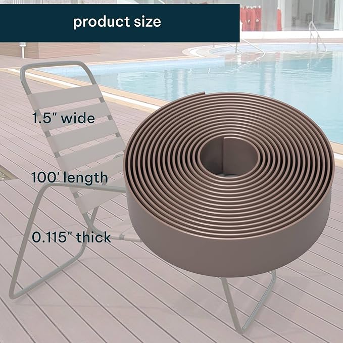 100ft Long 1.5" Wide Vinyl Chair Strapping. Repair & Replacement Matte Finish. for Patio Outdoor Lawn Garden Durable Attractive (Adobe)