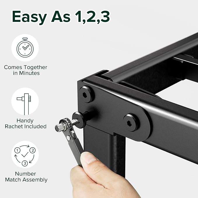 ZINUS Yelena 18 Inch Queen Metal Platform Bed Frame, Steel Slat Support, No Box Spring Needed, Eco Friendly WonderBox(TM) Packaging, Easy Assembly, Black