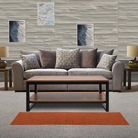 DIMAR GARDEN Wood Coffee Table with Storage Shelf 41.7in Industrial Table for Living Room, Brown