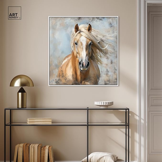 Art Remedy Rustic Rider Canvas Horse Wall Art, White Frame, 30" x 30"