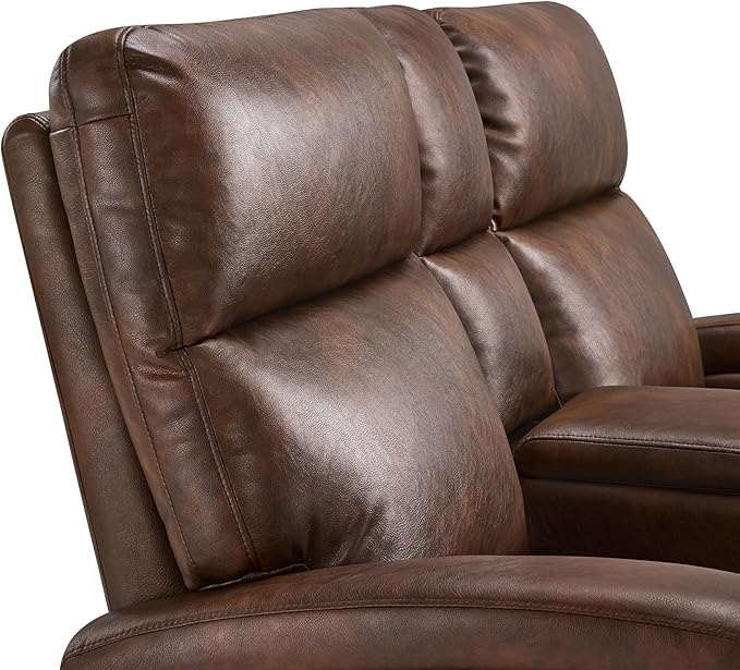 MCombo Zero Wall Recliner Loveseat, 2-Seat Power Wall Hugger Sofa with USB & Type-C Dual Ports, for Small Space, Living Room, RV PR646 (Dark Brown, Loveseat with Console)