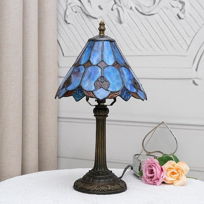 Tiffany Lamp Bedside Table Lamp-Nightstand,Stained Glass Lamp for Bedroom Dorm Living Kitchen, Aesthetic Cute Home Decor Gift (OFU1157)