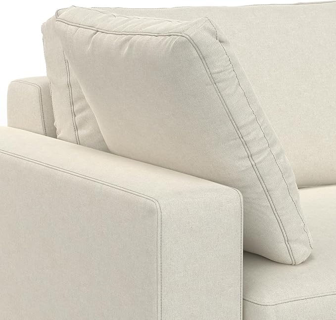 SIMPLIHOME Charlie Right-Facing Sectional Sofa in 100% Recycled Polyester Tightly Woven Performance Fabric, Cream, 122-inches Wide, Handcrafted Contemporary Style L-Shaped Couch with Chaise