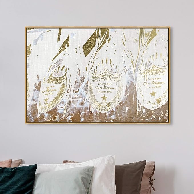 Drinks and Spirits Framed Wall Art Canvas Prints 'Champagne Showers' Champagne