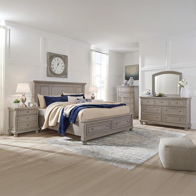 Signature Design by Ashley Lettner Modern Traditional 7 Drawer Dresser, Light Gray