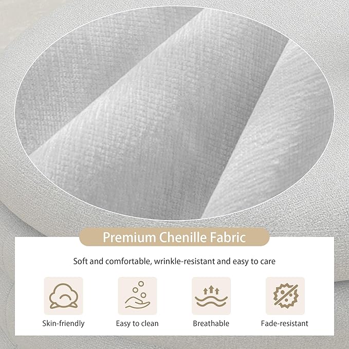 Ball & Cast Storage Ottoman Bench, 40" Chenille Upholstered Storage Bench for Bedroom End of Bed,Oval Ottoman with Storage,Entryway Bench with Safty Hinges for Living Room,Light Grey